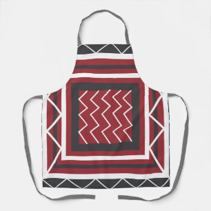 Grey White Red Square Chevron Stripe Kitchen Apron