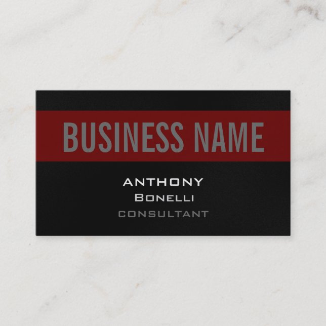 Grey White Red Stripe Charming Business Card (Front)