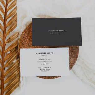 Grey White Retro Real Estate Agent Business Card