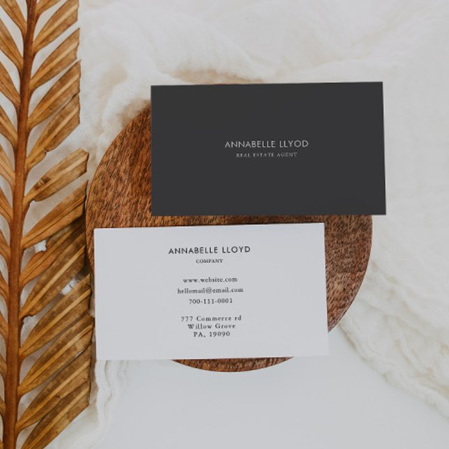 Grey White Retro Real Estate Agent Business Card (Creator Uploaded)