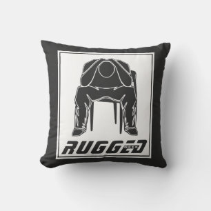 grey white Rugged Man Holding Head Thinking Man Cushion