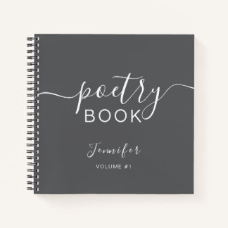 Grey White Script Your Name Poetry Notebook