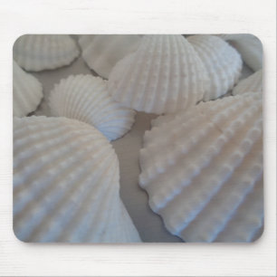 Grey White, Seashells, Sea Shell Summer Beach Love Mouse Mat