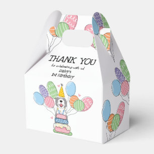 Grey & White Sheepadoodle Birthday Thank You Favour Box
