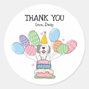 Grey & White Sheepadoodle Favour Tags Sticker