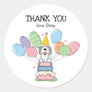 Grey & White Sheepadoodle Favour Tags Sticker
