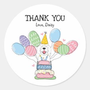 Grey & White Sheepadoodle Favour Tags Sticker