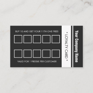 Grey White Simple Border 10 Punch Loyalty Card