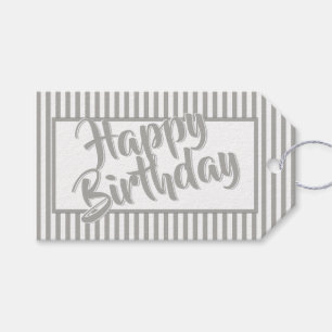 Grey/White Simple Stripes Pattern All Occasions Gift Tags