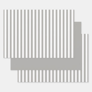 Grey White Simple Stripes Pattern Geometric Wrapping Paper Sheet