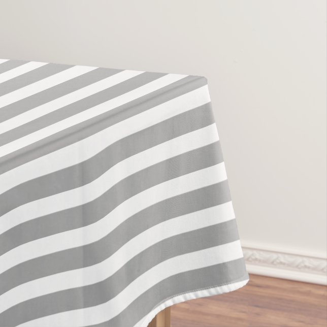 Grey/White Simple Stripes Pattern Tablecloth (In Situ)