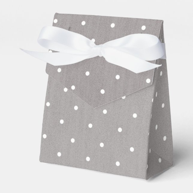 Grey & White Small Polka Dots Modern Chic Favour Box (Front Side)