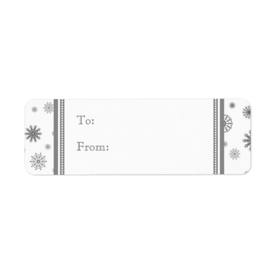 Grey White Snow Christmas Gift Tag Labels