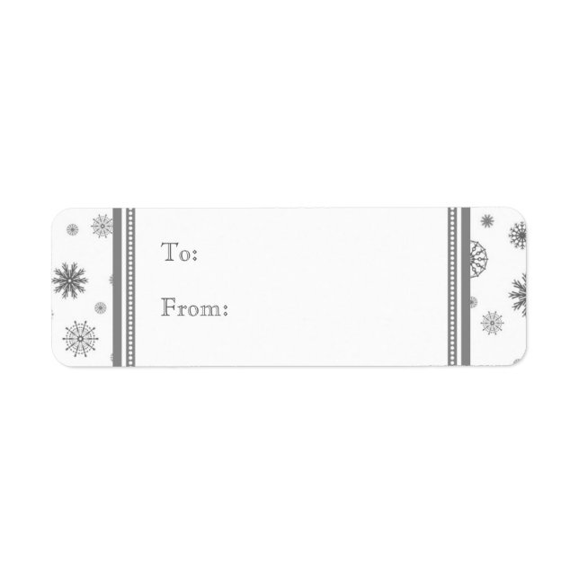 Grey White Snow Christmas Gift Tag Labels (Front)