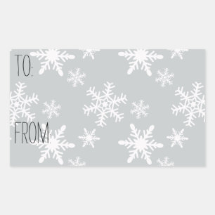 Grey White Snowflakes Gift Tag