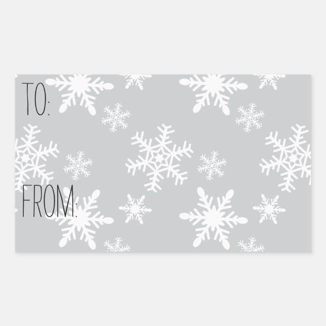Grey White Snowflakes Gift Tag (Front)