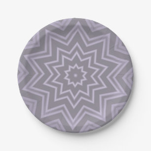 Grey White Star Modern Geometric Pattern Paper Plate