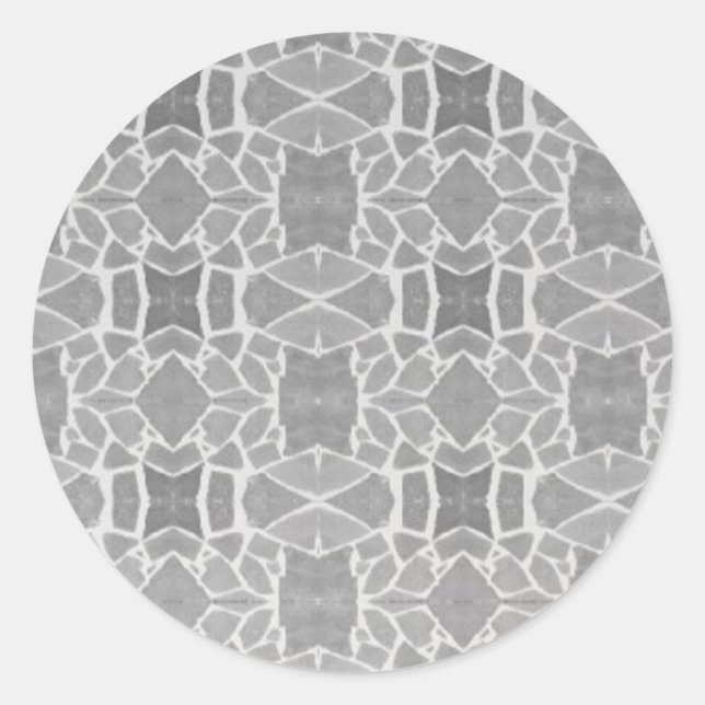 Grey White Stone Tiles Mosaic Pattern Classic Round Sticker (Front)