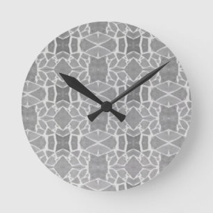 Grey White Stone Tiles Mosaic Pattern Round Clock