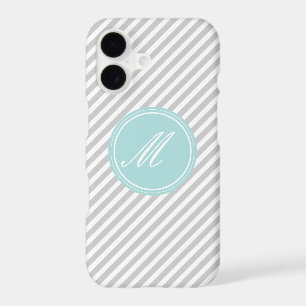 Grey & White Stripe Monogram iPhone 7 Case