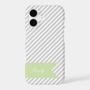 Grey & White Stripe Monogram iPhone 7 Case