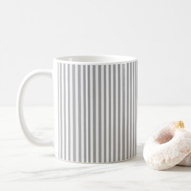 Grey & White Stripe Mug (With Donut)