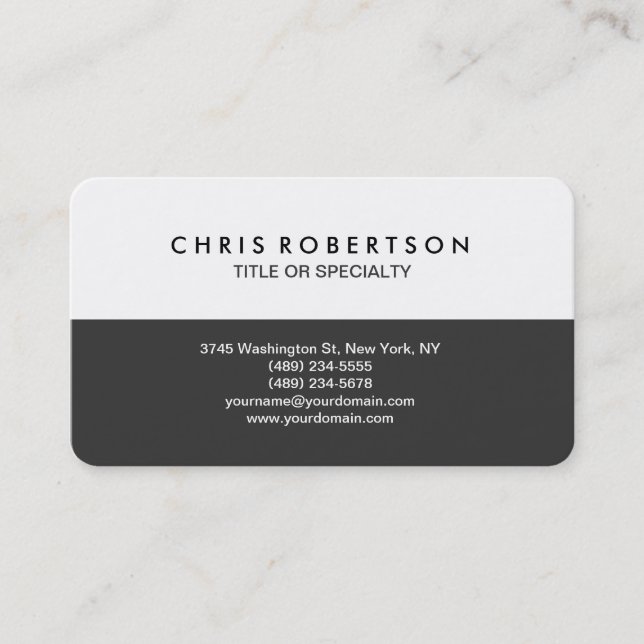 Grey White Stripe Rounded Corner Business Card (Front)