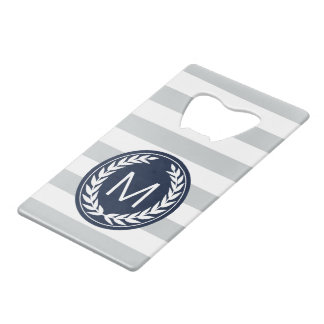 Grey & White Stripe with Laurel Wreath Monogram