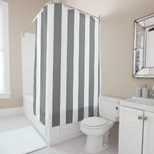 Grey & White Striped Custom Shower Shower Curtain