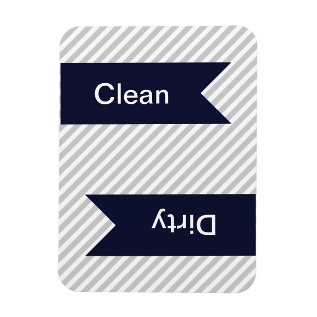 Grey & White Striped Pattern Dishwasher Magnets (Vertical)