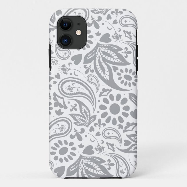 Grey White Stylish Boho Patterned Case-Mate iPhone Case (Back)