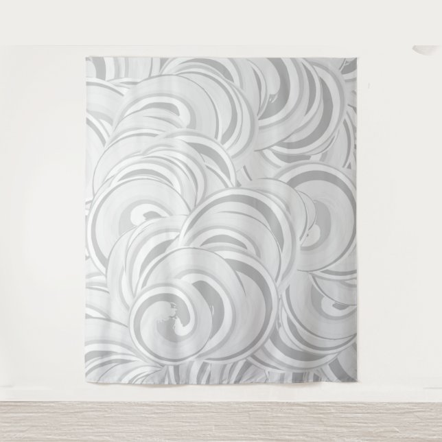 Grey White Swirls Pattern Tapestry (Front)