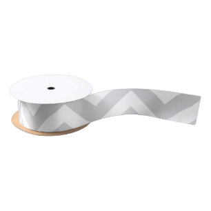 Grey & White Thick Chevron Wedding Birthday V1 Satin Ribbon