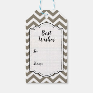 Grey & White Thick Chevron Wedding Birthday V3 Gift Tags
