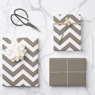 Grey & White Thick Chevron Wedding Birthday V3 Wrapping Paper Sheet