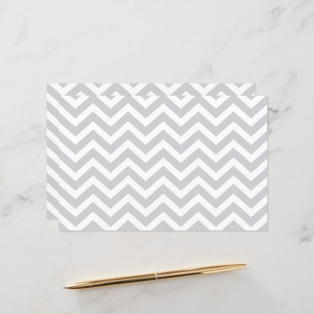 Grey & White Thick Chevron Wedding V1 Cardstock (Front/Back In Situ)