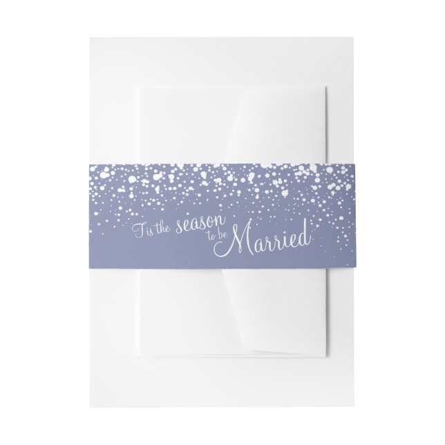 Grey white tis the season to be married invitation belly band (Front Example)