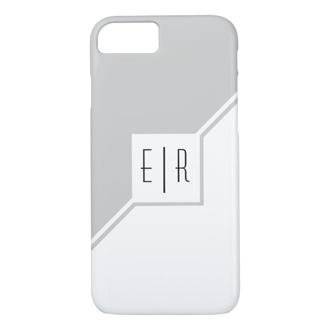 Grey, white triangles, monogram modern geometric Case-Mate iPhone case (Back)