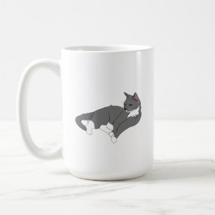 Grey & White Tuxedo Cat Coffee Mug