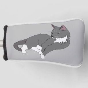 Grey & White Tuxedo Cat Golf Head Cover