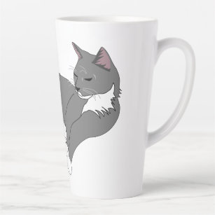 Grey & White Tuxedo Cat Latte Mug