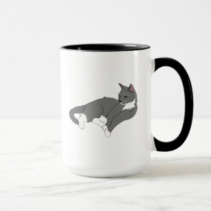 Grey & White Tuxedo Cat Mug