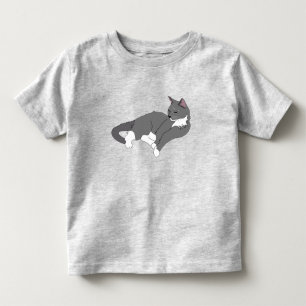 Grey & White Tuxedo Cat Toddler T-Shirt