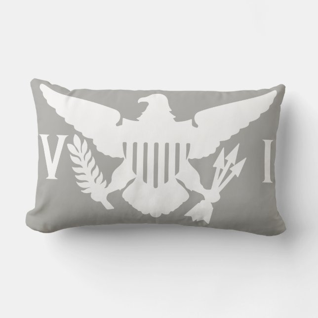 Grey & White U.S. Virgin Islands Flag Lumbar Cushion (Front)