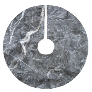 Grey White Veined Stone Surface Brushed Polyester Tree Skirt