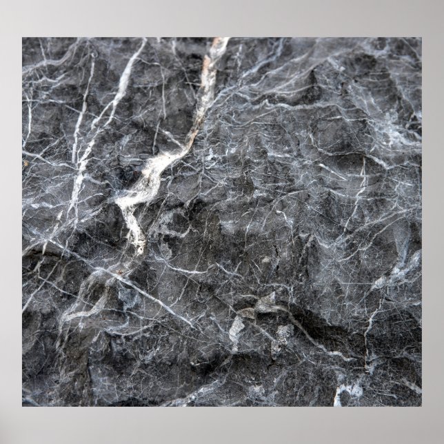 Grey White Veined Stone Surface Poster (Front)