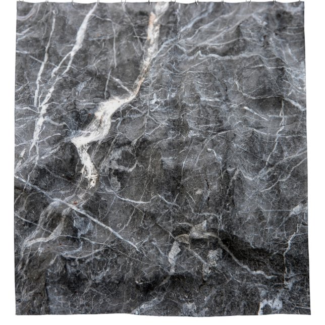 Grey White Veined Stone Surface Shower Curtain (Front)