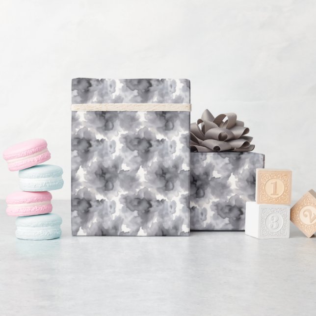Grey & White Watercolor  Wrapping Paper (Baby Shower)