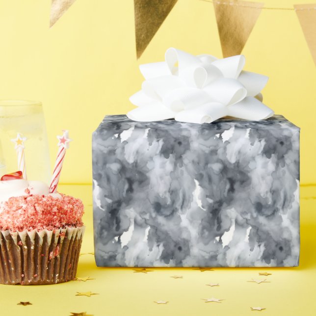 Grey & White Watercolor  Wrapping Paper (Birthday Party)