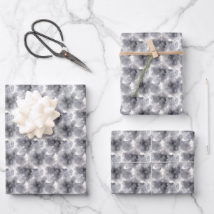 Grey & White Watercolor Wrapping Paper Sheet
